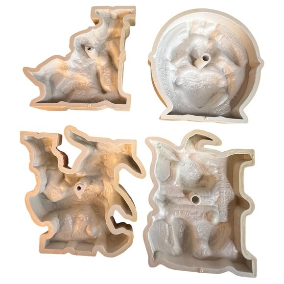 VTG 1992 Burwood Bunny Rabbit LOVE Wall Hanging Decoration Plaques Set Pink Blue - Picture 7 of 7